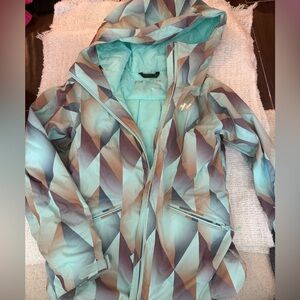 Helly Hansen Women's Blue and Gray Geometric Ski Jacket